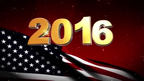 2016 New Year USA flag background - Footage, Video