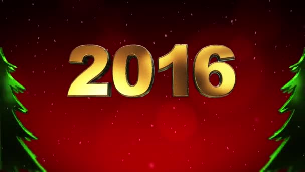 2016 New Year red sparkling background x-mas tree - Footage, Video