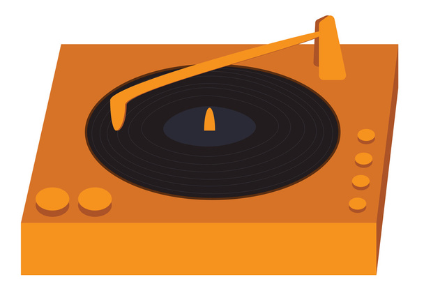 Orange cartoon style vinyl player - Vector, Image