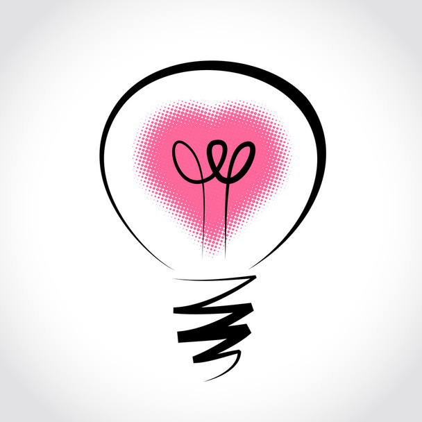 Vector light bulb, symbol of heart - Vector, Image