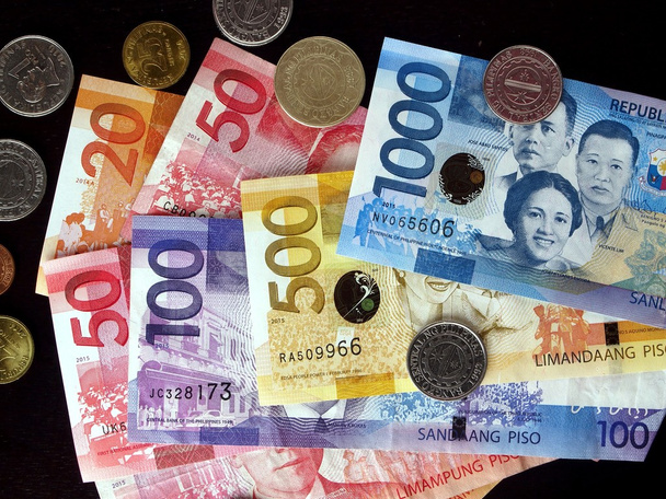 Філіппінське песо рахунки та монети - Фото, зображення