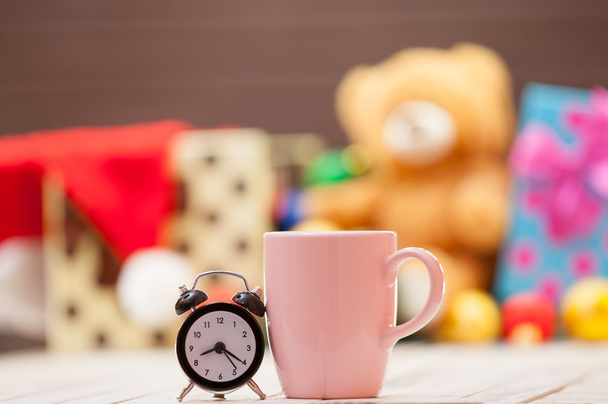 alarm clock and cup - Photo, Image