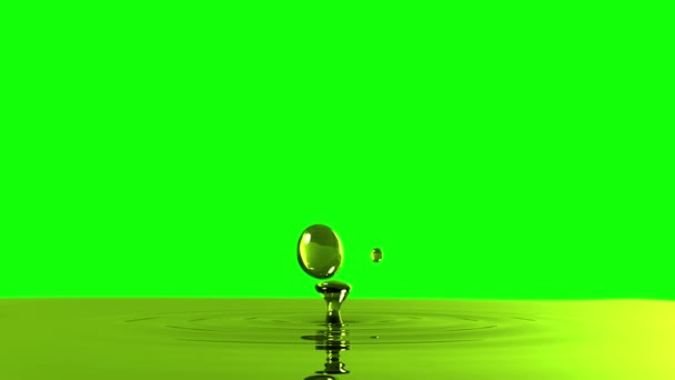 Gota de azeite com o efeito de foco (gota 2) na tela verde
 - Filmagem, Vídeo