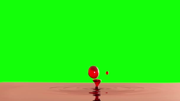 Kapku červeného vína s efektem zaměření (2 kapky) na zelené obrazovce - Záběry, video