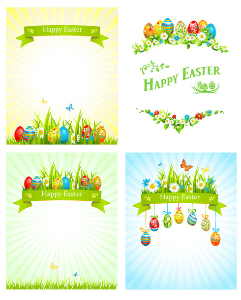 Easter holiday cards set - Vector, Image