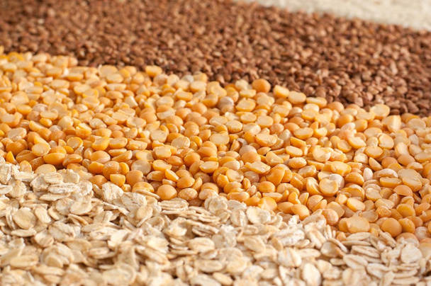 Three types of cereals closeup - Zdjęcie, obraz