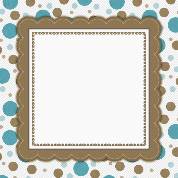 Teal, Brown and White Polka Dot Frame Background - Fotoğraf, Görsel