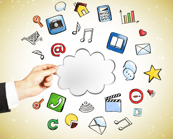 Cloud-Service-Konzept mit Social Icons - Foto, Bild
