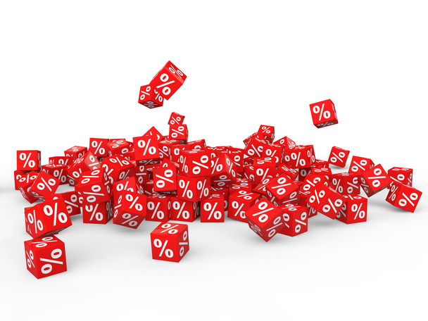 3D hromadu procent symbol červené kostky - Fotografie, Obrázek