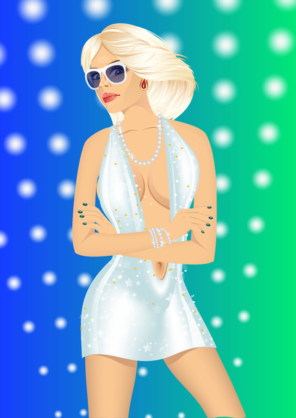 blonder girl on disco party - Vetor, Imagem