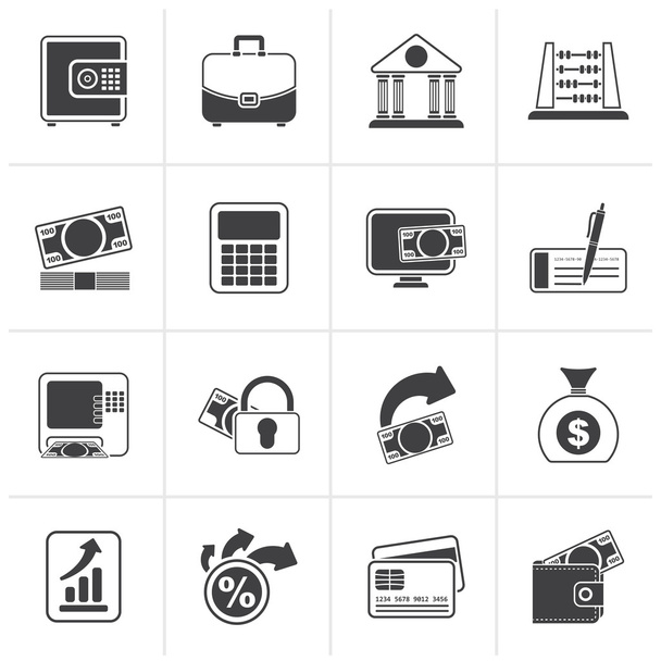 Black Bank, business and finance icons - Вектор,изображение