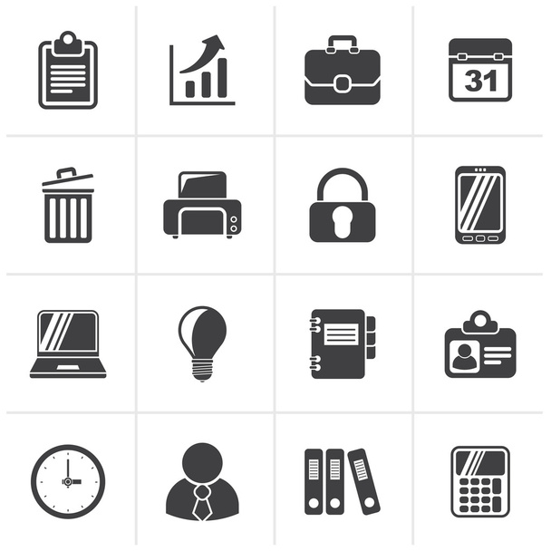 Black Business and office icons - Вектор,изображение