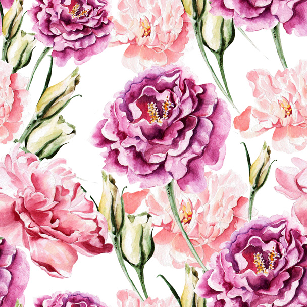 Seamless pattern with watercolor flowers. - Photo, Image