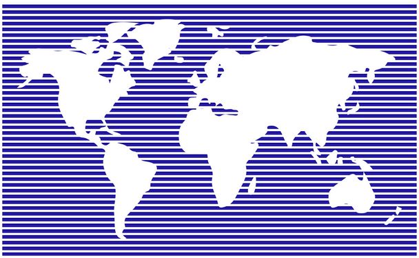 Mapa světa. Vodorovné pruhy, bary - abstraktní vektorové pozadí. Modrá silueta ilustrace - Vektor, obrázek