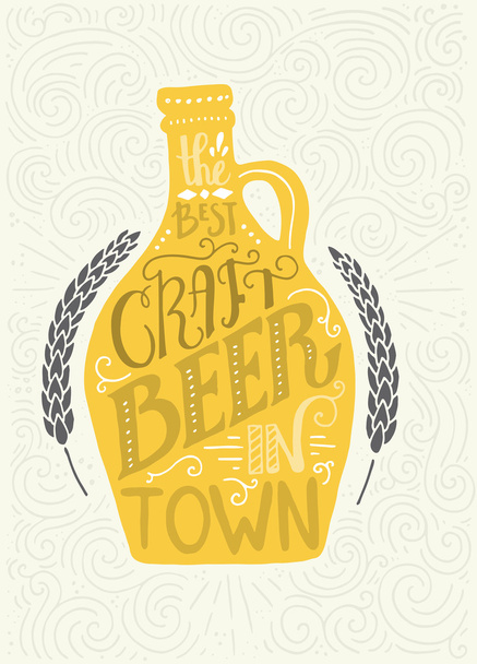 Bierpul en brouwerij belettering - Vector, afbeelding