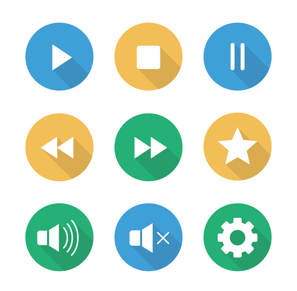 Multimedia, player icons set - Vector, Image