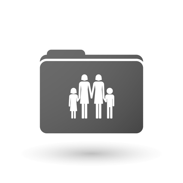 Izolált kötőanyag, egy leszbikus szülők családi piktogram - Vektor, kép