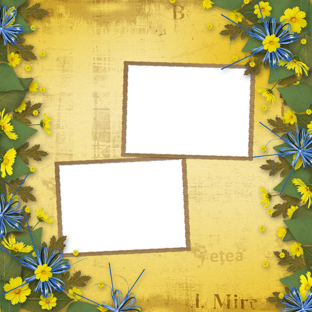 Congratulation to the holiday with paper and yellow flowers - 写真・画像