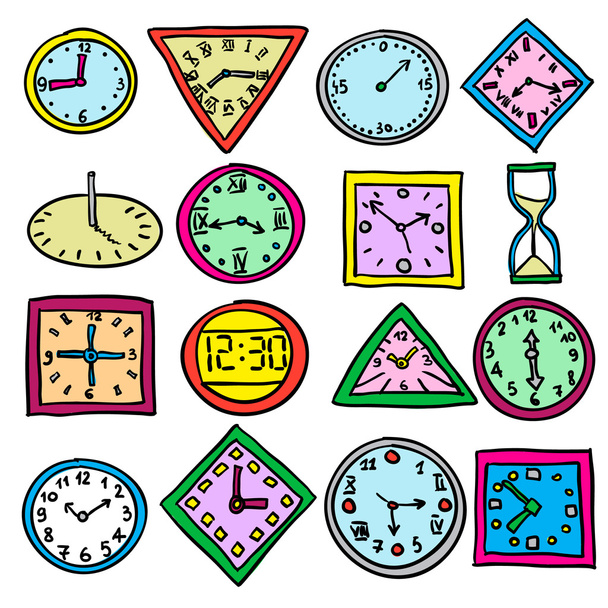 Different color timer icons collection isolated on white - Vector, Image