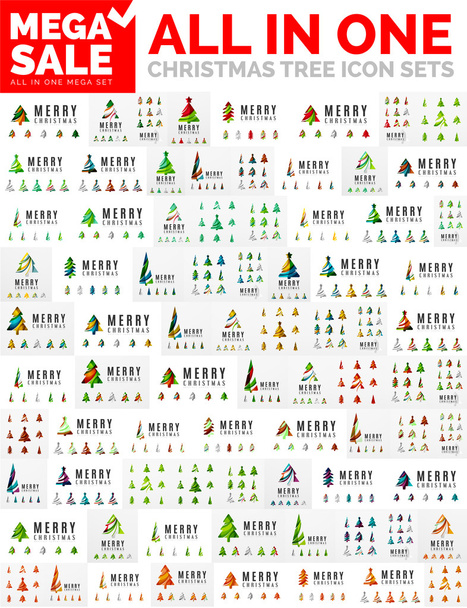 Christmas tree icon mega set - Vector, Image