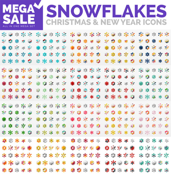 Mega collection de flocons de neige ronds simples
 - Vecteur, image