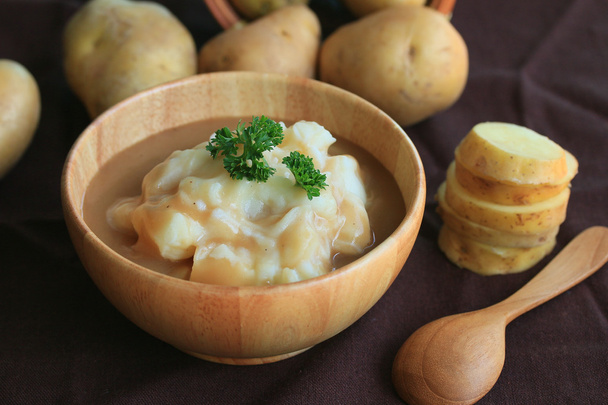 puré de patatas con fresco
 - Foto, imagen
