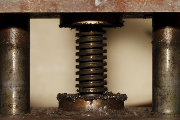 detalhe da máquina de ferro close-up, fundo industrial
 - Foto, Imagem