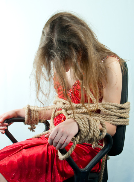 Woman tied up with a rope - Photo, Image