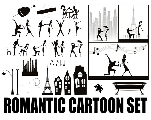 silhouette sur les dessins animés en amour
 - Vecteur, image