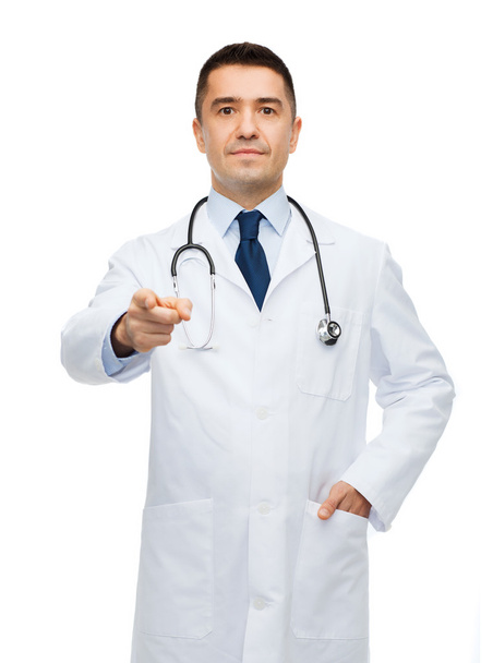 male doctor in white coat pointing at you - Zdjęcie, obraz