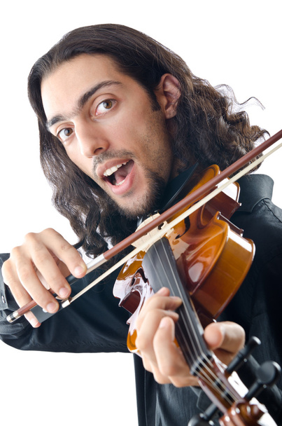 Violinista aislado en blanco
 - Foto, Imagen