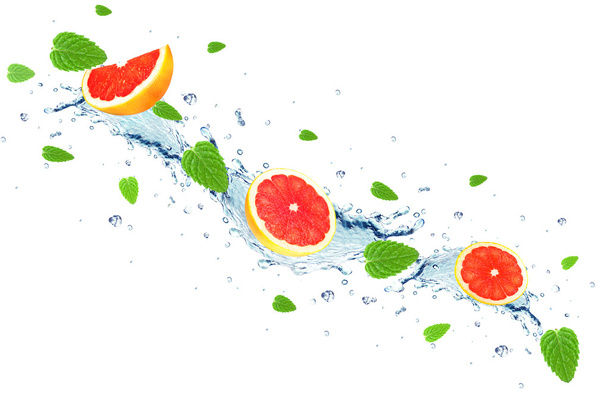 grapefruit splash elszigetelt - Fotó, kép
