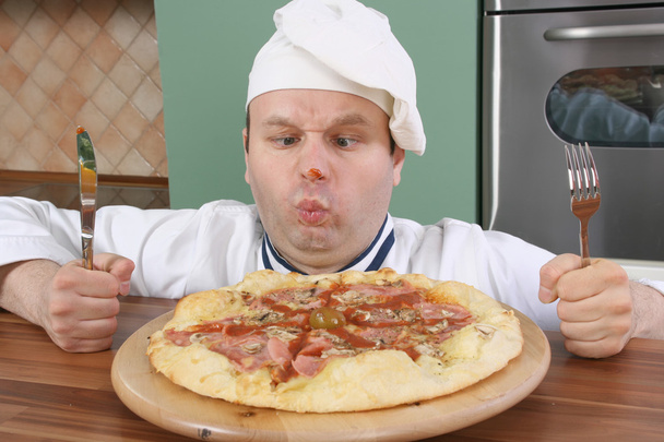 Повар и пицца
 - Фото, изображение