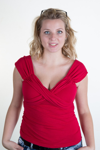 Lovely and happy girl in red top - Fotografie, Obrázek