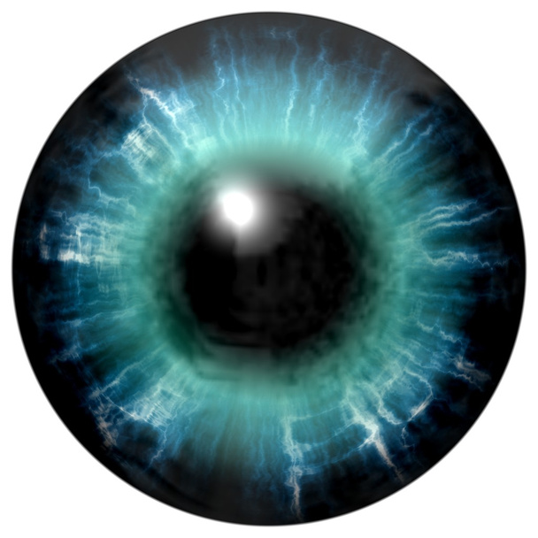 Ilustracja niebieski oko Iris, odbicia światła. Zobacz otwórz oczy. - Zdjęcie, obraz