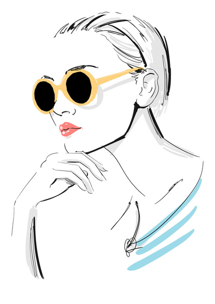 Fashion Model Wearing Sunglasses - Vektör, Görsel