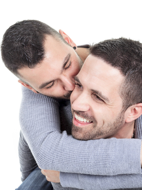 A homosexual couple over a white background - Photo, Image