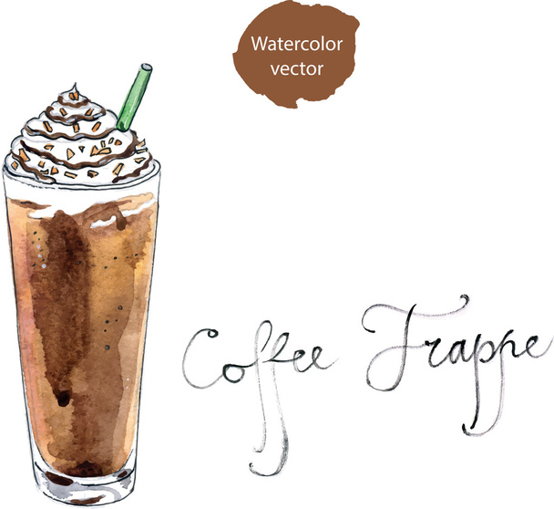 Aquarel koffie frappe - Vector, afbeelding