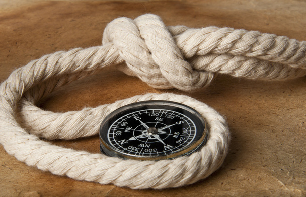 námořní lana a kompas - Fotografie, Obrázek