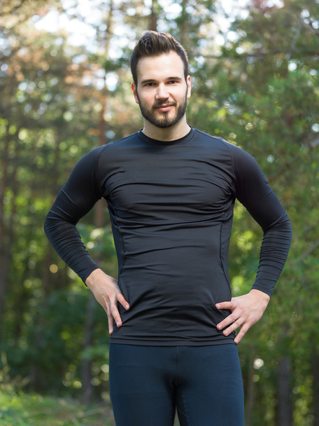 Portrait Of Male Runner in nature after jogging - Foto, Imagem