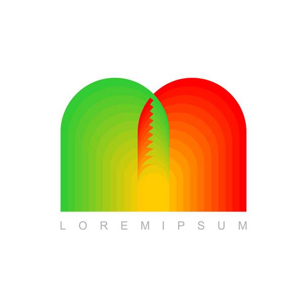 Слияние цветных арк. Логотип шаблон для бизнеса компании. Emb
 - Вектор,изображение