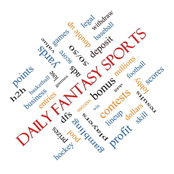 Daily Fantasy Sports Word Cloud Concept angled - Foto, afbeelding