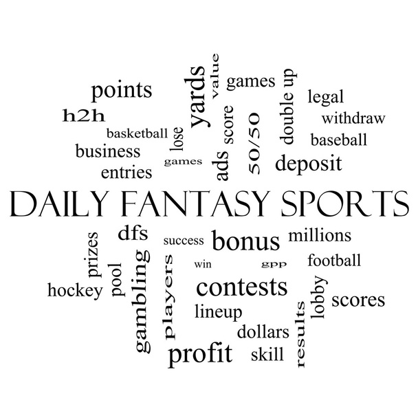 Daily Fantasy Sports Word Cloud Concept in black and white - 写真・画像