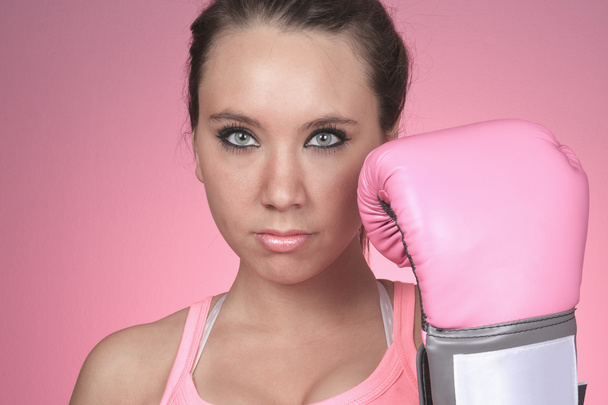Fight for Breast Cancer symbol on pink background - Фото, зображення