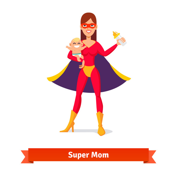 Super mother holding son in arms - ベクター画像