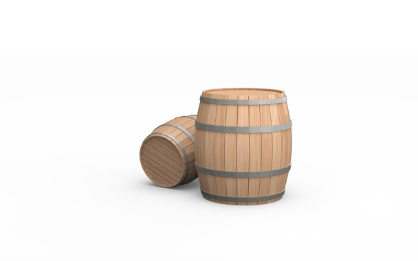 Two wooden barrels - 写真・画像