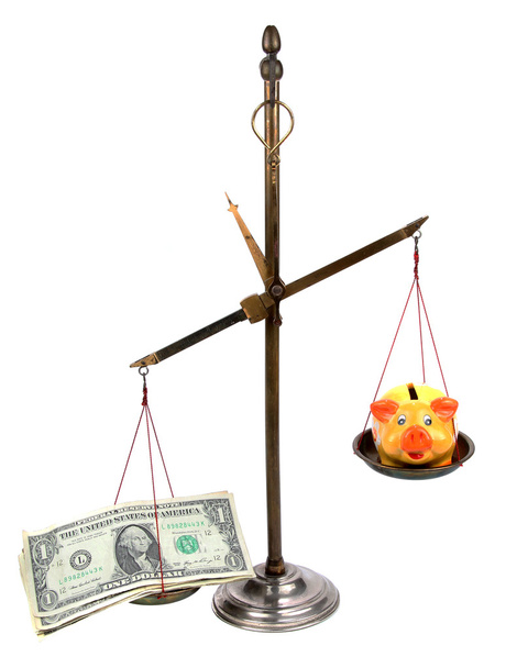 Pharmacist scales with money and piggybank - Photo, Image