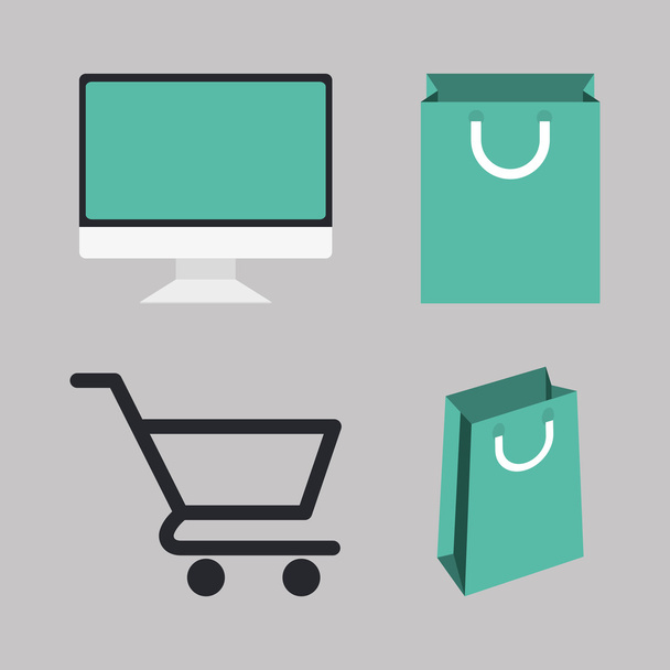 Design grafico per shopping ed e-commerce con icone
 - Vettoriali, immagini