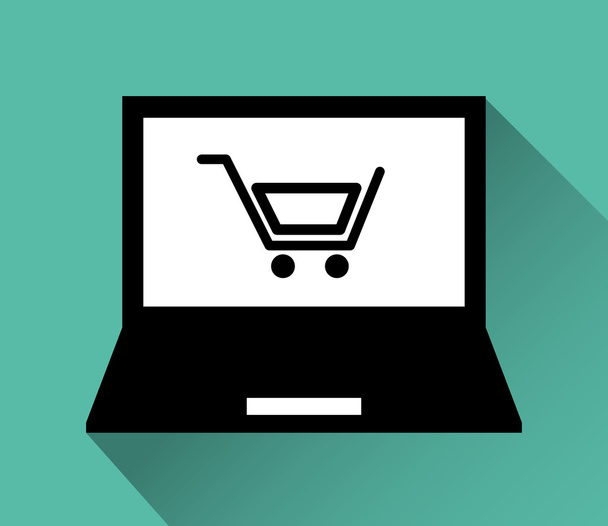 Ψώνια και ηλεκτρονικού εμπορίου Γραφιστικής με εικονίδια - Διάνυσμα, εικόνα