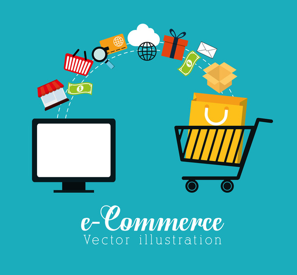 Γραφιστική ψώνια και ηλεκτρονικού εμπορίου - Διάνυσμα, εικόνα
